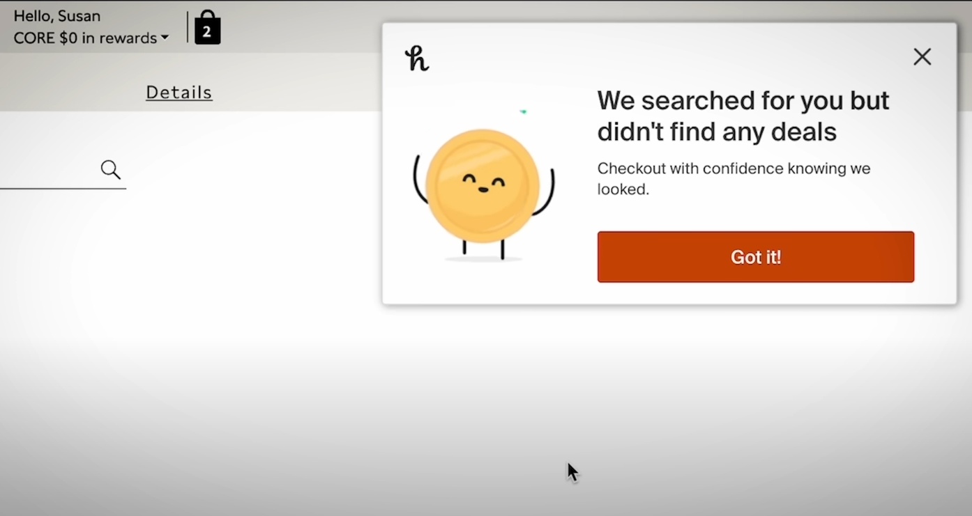 Предупреждение о том, что никаких купонов не найдено